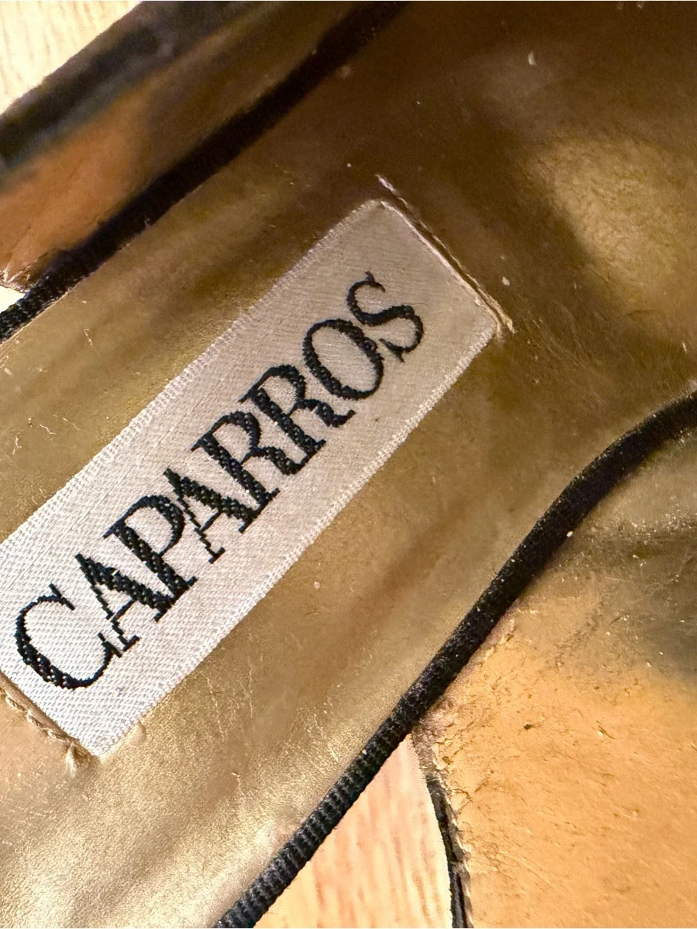 Caparros Black Slingback Heels with Gold Beaded Embellishment